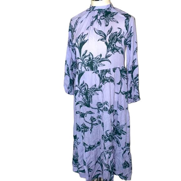 New Day Light Purple Lilac Floral Print Tiered Dress XS NWTs - Picture 1 of 7